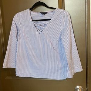 Nautical blue and white striped shirt